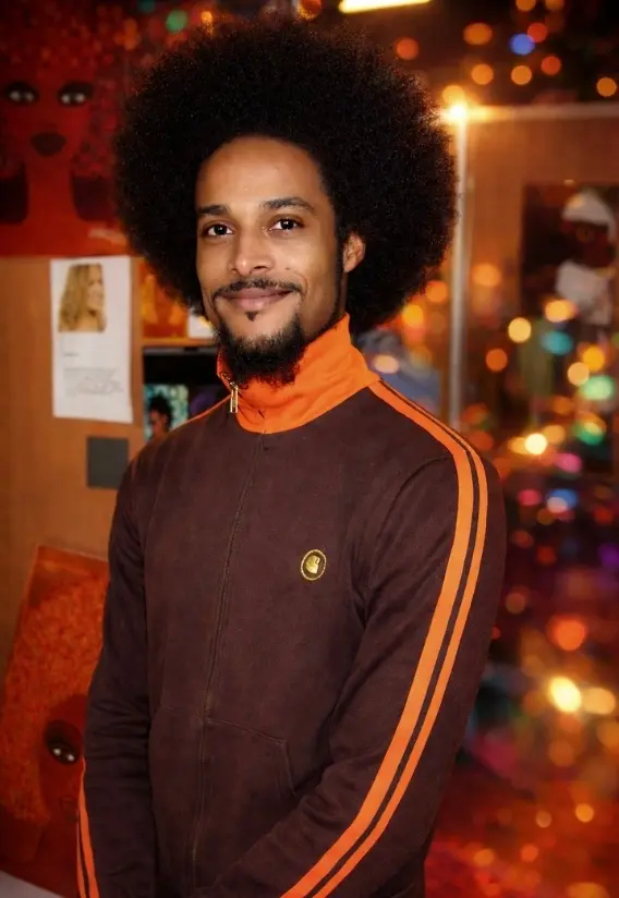 Homme souriant en afro Homme souriant en afro